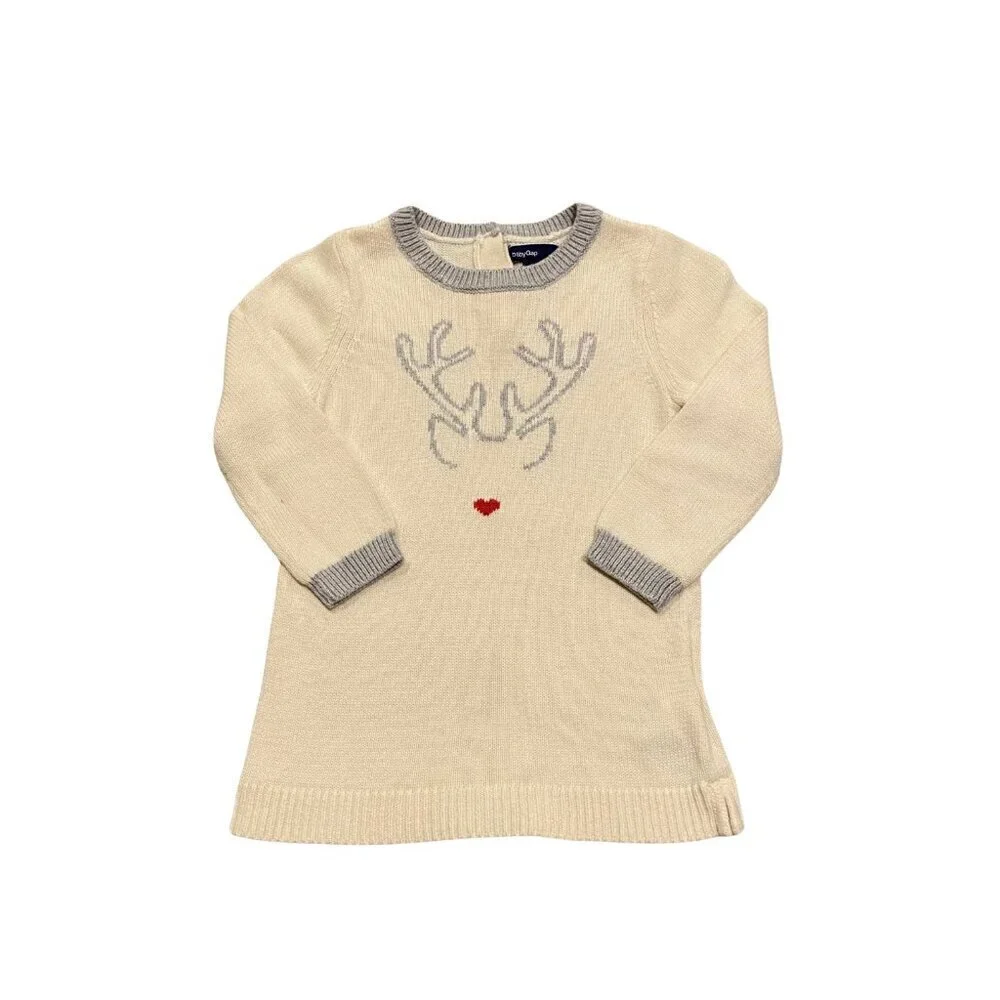Baby Gap Girl's Reindeer Sweater Dress - Size 6-12 months - Like New!